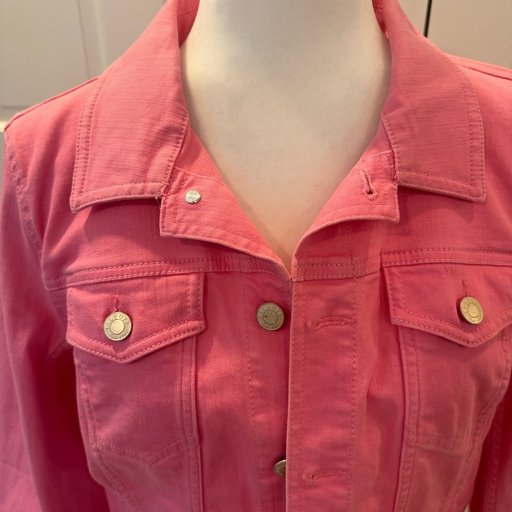 Talbots Pink Denim Jacket Sz L - Picture 2 of 16